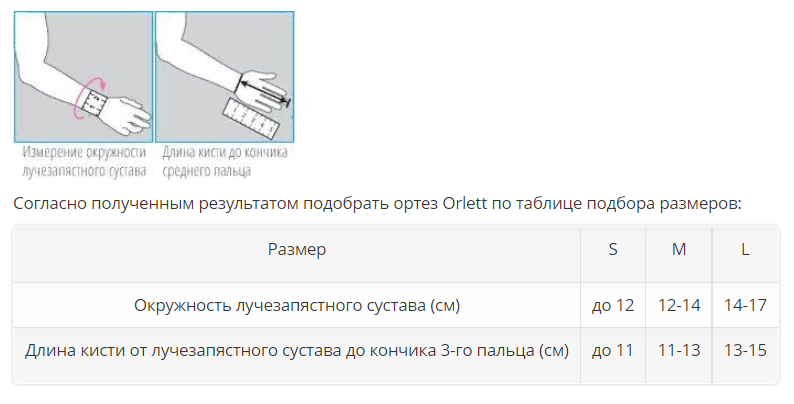 Ортез на лучезапястный сустав WFG-100(P) Orlett, умеренная фиксация купить в OrtoMir24